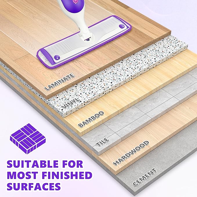 Reusable Mop Pads Compatible with Swiffer PowerMop, 6 Pack Power Mop Refill Microfiber Mopping Pad Washable Power Mop Pads for 13" 14" 15" Mop Multi-Surface Wood Floor Cleaning, Purple