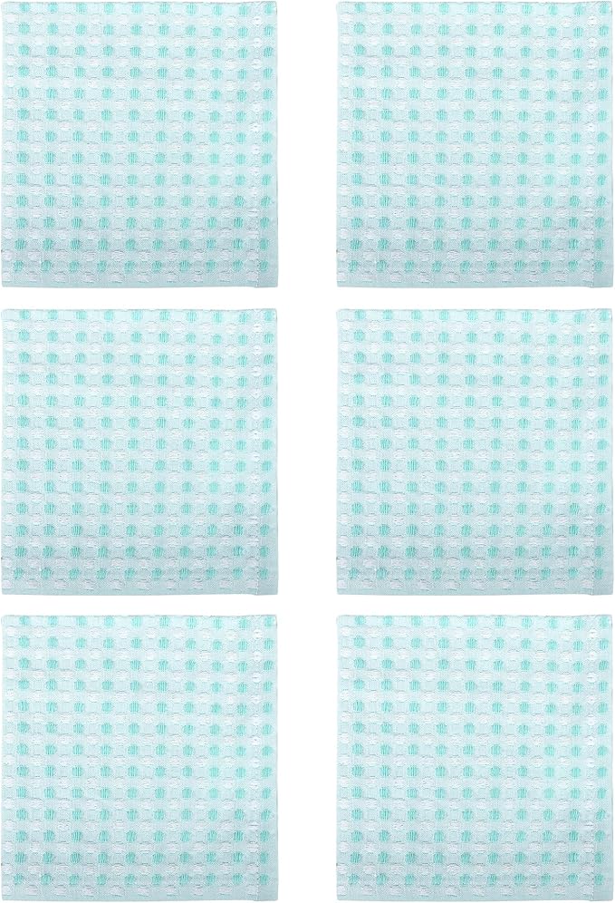 100% Cotton Dish Cloths (Pack of 6) - Dish Rags for Washing Dishes - Reusable & Highly Absorbent Kitchen Towels - Multipurpose Kitchen Rags - (12" x 12" - Lemon Green Honeycomb)