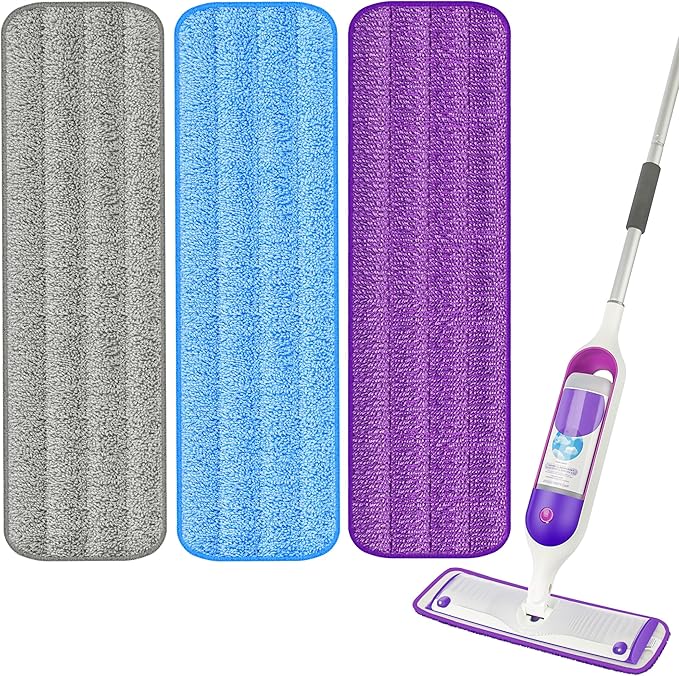 3 Pack Reusable Mop Pads Compatible with Swiffer PowerMop, Microfiber Mop Pads Refills Machine Washable, Durable, and Highly Absorbent Suitable for All Floor Types