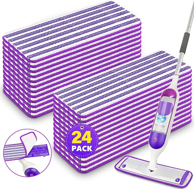 Reusable Mop Pads Refills for Swiffer PowerMop - Microfiber Wet Pads Refill Spray Mop Reusable Pads for Swiffer Mop, Also can be Disposable Power Mop Pads Refills for Multi-Surface Cleaning, 24PCS
