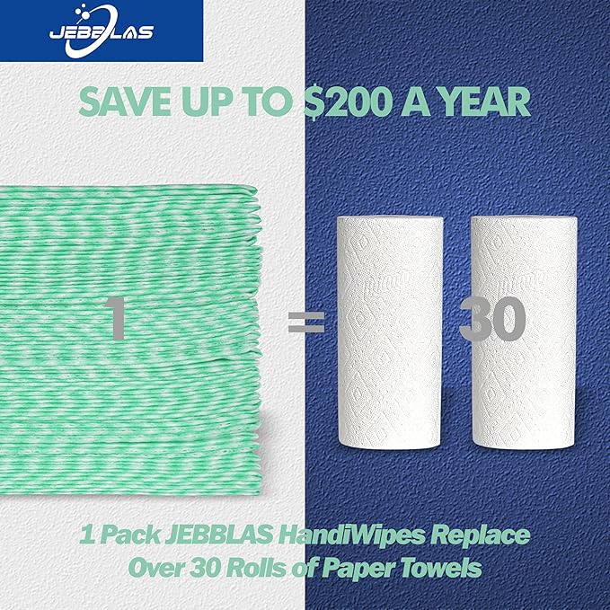 JEBBLAS Reusable Cleaning Cloths Handi Wipes Reusable Cloths Dry Cleaning Cloths Dish Towel Dish Cloths Handy Cleaning Wipes,Pack of 100, Green