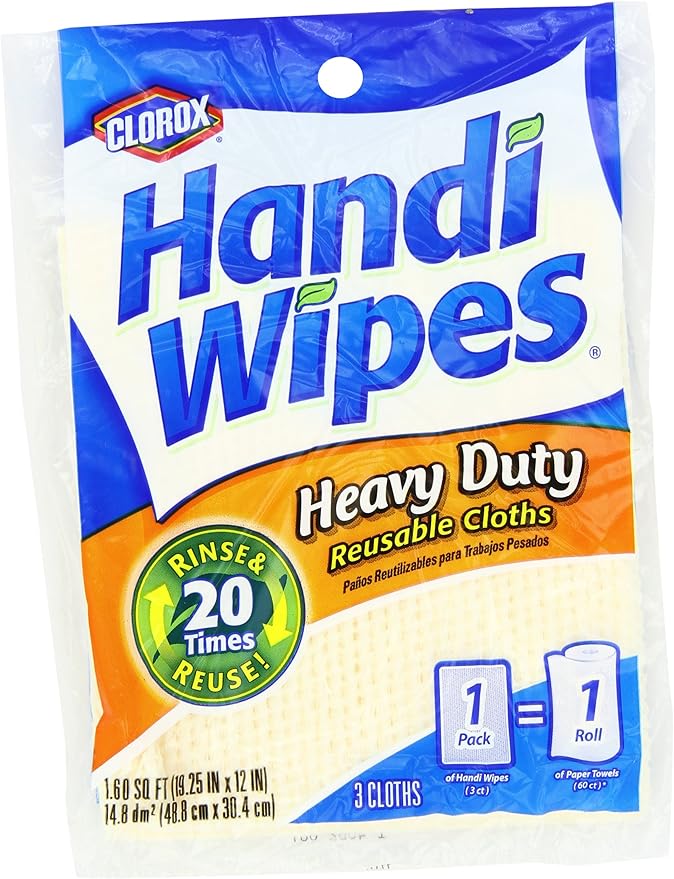 Clorox Handi Wipes Heavy Duty Reusable Cloths, 3 Count (Pack of 4) Colors May Vary