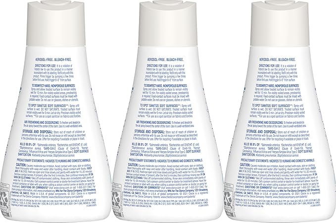 Clorox Disinfecting Mist, Lemon Orange Blossom, Disinfecting Refill, 16 Fluid Ounces, Pack of 3