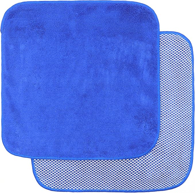Microfiber Dish Cloths Fast Drying Kitchen Cleaning Cloth Dish Rags Dust Cloths Ultra Absorbent Lint Free Washcloths with Poly Scrub Side 12inch x 12inch 8 Pack (Dark Blue)