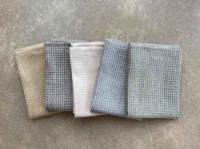 100% Linen Hand/Tea Towels | Made in Sweden | 50x70cm (19.5x28.5) Stunning Array of Colors - Bubbel with Honeycomb Pattern (Lilac Purple)