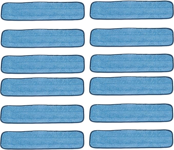 Real Clean 24 inch Microfiber Wet Mop Refill Pads for Flat Mop Frames (Pack of 12)