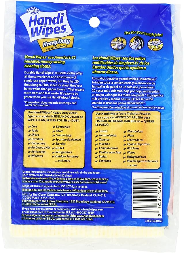 Clorox Handi Wipes Heavy Duty Reusable Cloths, 3 Count (Pack of 4) Colors May Vary