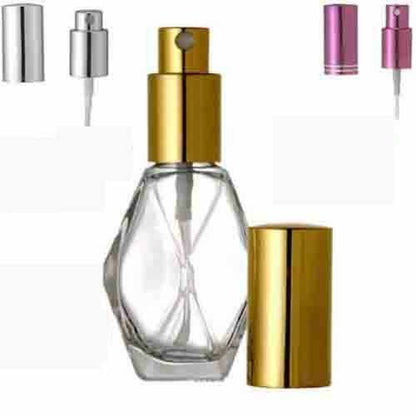 Clear Glass 30 ml. Diamond Spray Perfume Bottle. Fine Mist Perfume Cologne Atomizer for Essential Oil Aromatherapy Perfume Cologne Refillable (1 oz. 12 Bottles, Purple)