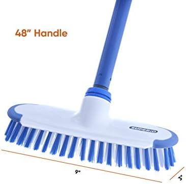 Superio Deck Scrub Brush with Long Handle 54", Heavy Duty Stiff Bristles Grout Scrubber with Scraper - Cleans Hot Tub, Swimming Pool, Granite Tiles, Bathroom, Patio, Kitchen, Wall and Deck (2, 54")…