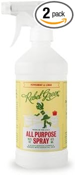 Rebel Green Natural All-Purpose Cleaning Spray - Essential Oil Multi-Surface Cleaner - Peppermint & Lemon All Purpose Spray (16oz, 2 Pack)