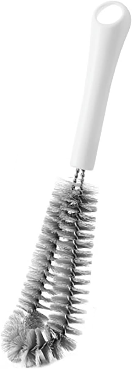 Coffeemaker Brush for Chemex with White Handle, Gray Nylon Bristles