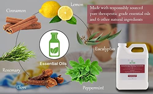 Naeterra Aromatherapy Cleaning Concentrate - Household Cleaner - All Natural, Plant Based, Synthetic Free 1 Gallon plus 16 Oz empty glass spray bottle. towel and funnel