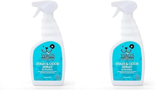 Wags & Wiggles Stain & Odor Spray, 32oz - Pet Carpet Cleaner for Stains, Oxygen-Powered Cleaner for Dog & Cat Urine, Carpet Stain Remover & Deodorizer with Clean Scent, Pet Odor Eliminator for Home