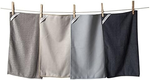 KAF Home Pantry Multipurpose Microfiber Textured Cleaning Cloth 4-Pack, 15 x 18-Inch, (1 Utility Cloth, 1 Stainless Steel Cloth, 1 Glass Cloth, 1 Wood Cloth)
