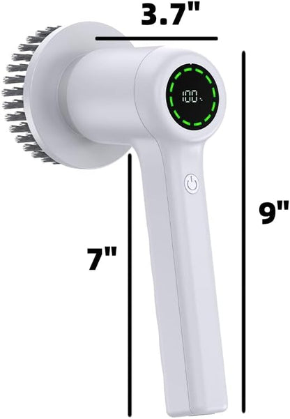 Electric Handheld Spin Scrubber, 2024 New IPX7 Waterproof, Cordless Portable Brush, 5 Replaceable Brush Heads, LCD Display, Kitchen Dish Washing, Bathroom/Wall Gap, Floor/Home Effortless Cleaning