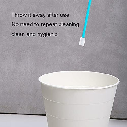 100PCS Disposable Crevice Cleaning Brush Tool kit, Disposable Toilet Brush, Disposable Toilet seat Cleaner Tool (Blue)