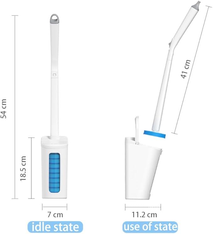 Disposable Toilet Bowl Cleaner Wand Set - Automatic Opening, Storage Box, 30 Refills, Silicone Brush, RV Toilet Bowl (Blue)