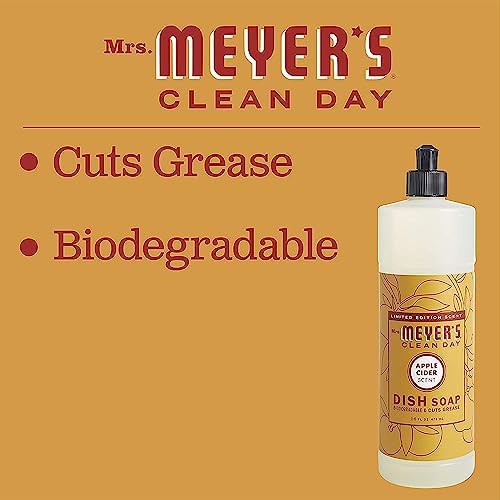 MRS. MEYER'S CLEAN DAY Kitchen Basics Soap Set, Apple Cider, Liquid Hand Soap 12.5 oz, Liquid Dish Soap 16 oz,1 CT