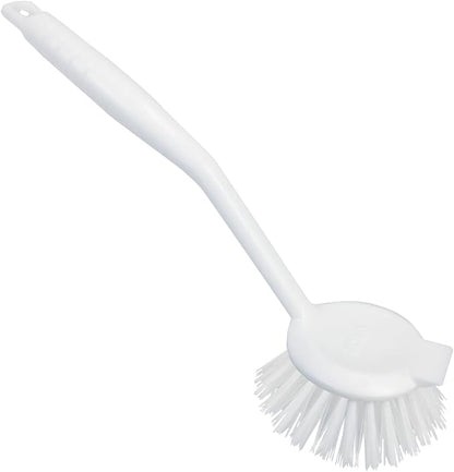 Lola Products Dish Brush w/Scraper, Durable Fiber Non-Scratch Bristles, Ergonomic Non-Slip Grip Handle, for Baked-on & Caked-on Messes, 1 Pack