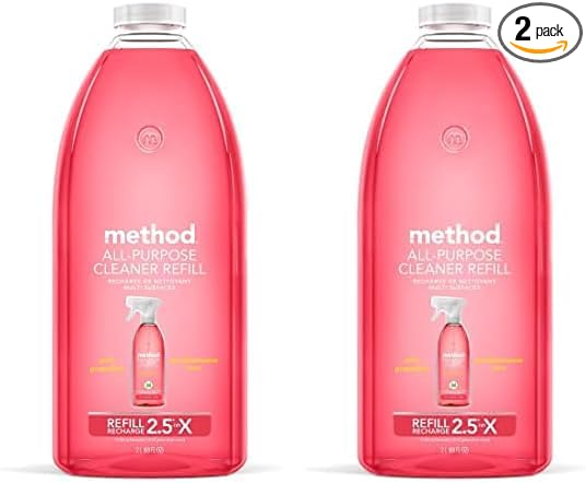 Method All-Purpose Cleaner Refill, Pink Grapefruit, Plant-Based and Biodegradable Formula Perfect for Most Counters, Tiles and More, 68 Fl Oz, (Pack of 2)