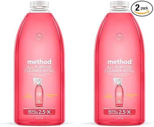 Method All-Purpose Cleaner Refill, Pink Grapefruit, Plant-Based and Biodegradable Formula Perfect for Most Counters, Tiles and More, 68 Fl Oz, (Pack of 2)