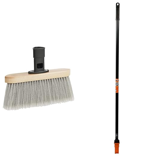 SWOPT Premium Smooth Surface Straight Broom Head & Standard 48” Steel Handle Cleaning Bundle