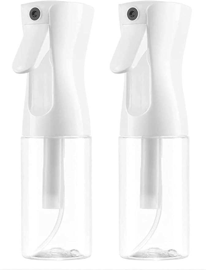 Continuous Spray Bottle for Hair - Empty Ultra Fine Water Mist Sprayer for Hairstyling, Salons, Cleaning, Plants, Misting & Skin Care(6.8OZ-2PACK, Clear)