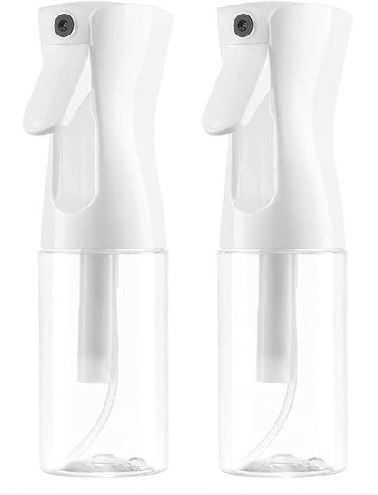 Continuous Spray Bottle for Hair - Empty Ultra Fine Water Mist Sprayer for Hairstyling, Salons, Cleaning, Plants, Misting & Skin Care(6.8OZ-2PACK, Clear)