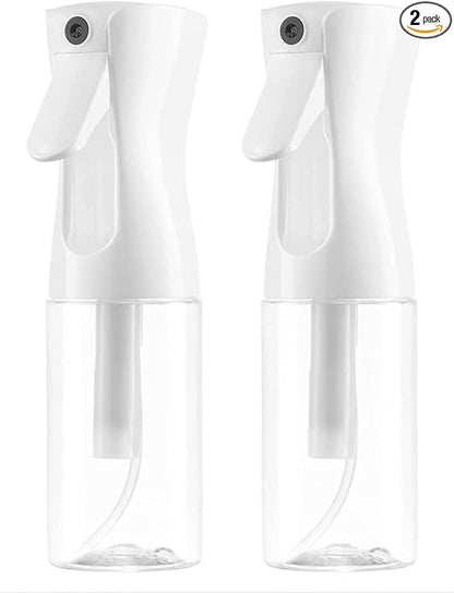 Continuous Spray Bottle for Hair - Empty Ultra Fine Water Mist Sprayer for Hairstyling, Salons, Cleaning, Plants, Misting & Skin Care(6.8OZ-2PACK, Clear)