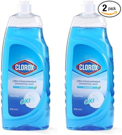 Clorox Liquid Dish Soap with Oxi in Fresh Scent, 40 Fl Oz | Bleach-Free Dishwashing Liquid Powers Through Grease to Wash Dishes and Clean | Ultra Concentrated Dishwashing Soap (Pack of 2)