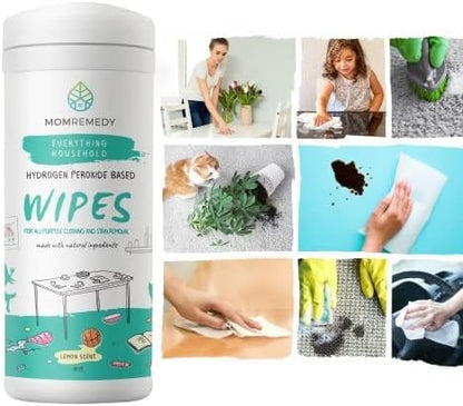 Hydrogen Peroxide Cleaning Wipes | All Purpose Cleaner and Stain Remover | Multipurpose for Kitchen, Bathroom, All Surfaces