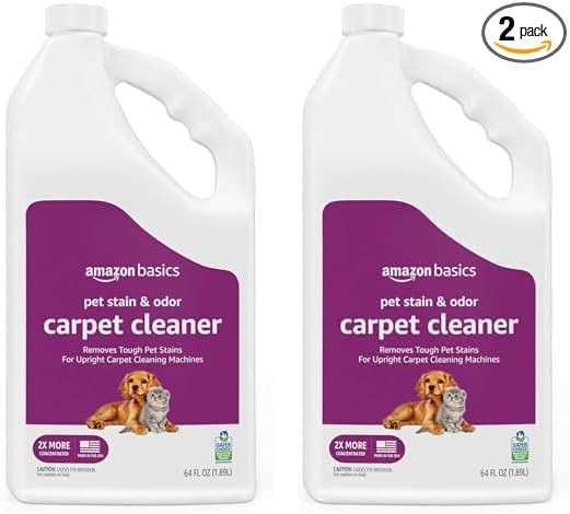 Amazon Basics Pet Stain & Odor Carpet Stain Remover Cleaner, Fresh Scent, 64 fl oz (Pack of 2)