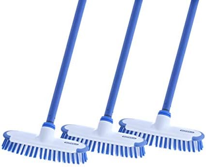 Superio Deck Brush with Long Handle Heavy Duty Stiff Bristles Grout Scrubber Brush with Scraper, Cleans Hot Tub, Pool, Granite Tiles, Bathroom, Patio, Garage, Kitchen, Wall and Deck (1, 48")
