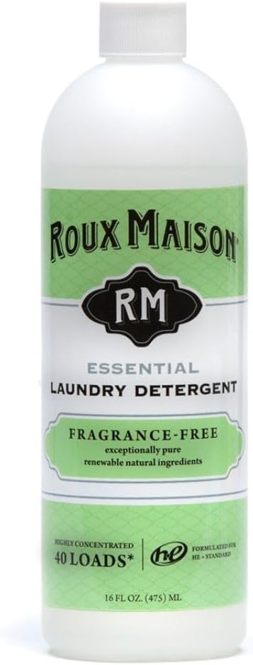 All Natural HE Liquid Laundry Detergent, Odor Eliminator & Non-Toxic Stain Remover, 16oz, Essential, Fragrance Free