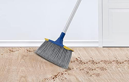 Slim Angle Broom with Extendable Handle 53" Long, Durable Collapsible Broom for Home, Kitchen, RV, Travel (Blue, 2)