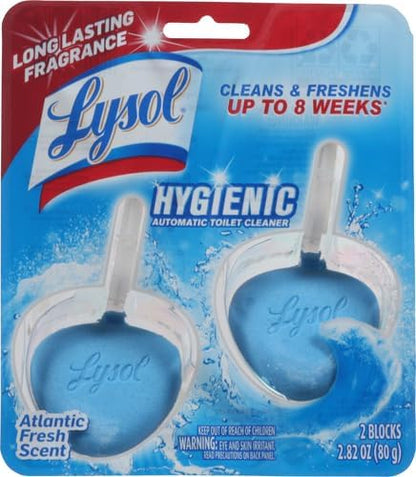 Lysol Automatic In-The-Bowl Toilet Cleaner, Cleans and Freshens Toilet Bowl, Atlantic Fresh Scent, 2 Count (Pack of 2)
