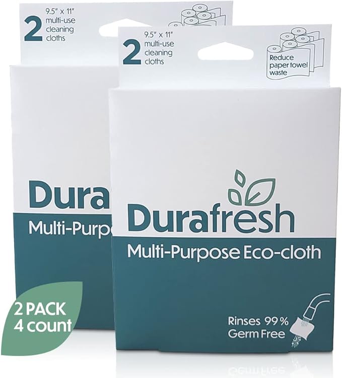 Wood Fiber Cloth, Multipurpose Cleaning Eco-Friendly Sustainable, Constructed so Food and Odor-Causing Particles can be Rinsed Away (4 Pack) - 9.5" x 11"