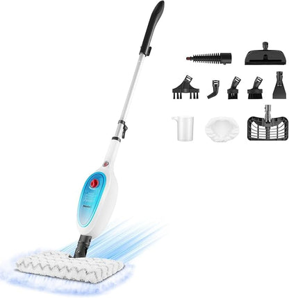 Steam Mop, 10 in 1 MultiPurpose Powerful Steam Detachable Floor Steamer for Hardwood/Tile/Wall All Floors Cleaning with 11 Accessories for Whole Home Use