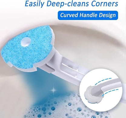 Disposable Toilet Brush Refills, 32 Pcs Compact Blue Scrubber Heads – Bathroom Cleaning Supplies for Toilet, Bathtub, Sink & Washbasin