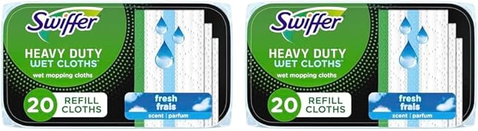 Swiffer Sweeper Heavy Duty Wet Mopping Cloths Multi Surface Refills, Open Window Fresh, 20Count (Pack of 2)