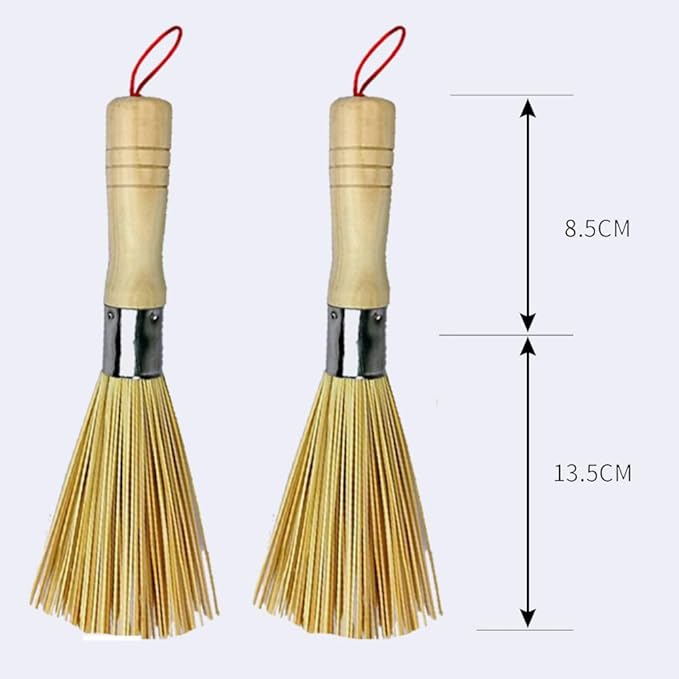 Washing Pot Brush, Pot Brush, Bamboo Pot Brush, Kitchen Pot Brush, Bowl Brush, Household Cleaning Brush, Bamboo Cooking Broom, 25cm Natural Bamboo Brush (4pc).
