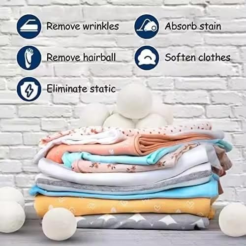 Wool Dryer Balls, Extra Large, Set of 6, Natural Fabric Softener, Chemical Free, Scented XL, Reuable and Replacement for Fabric Softener (Gray)