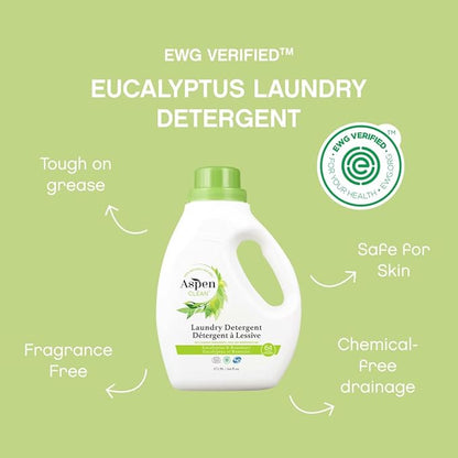 Natural Laundry Detergent Eucalyptus & Rosemary - 100% Natural, Organic, HE Liquid Laundry Detergent - Vegan, Cruelty-Free, Biodegradable - Safe for Babies, Pets & Kids - EWG Certified (2