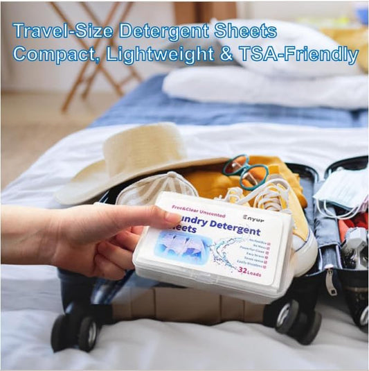 Laundry Detergent Sheets, Laundry Sheets for Traveling, Ultra-Concentrated，Fragrance-Free, For Borh Travel and Home Use - 1 Pack / 32 Loads