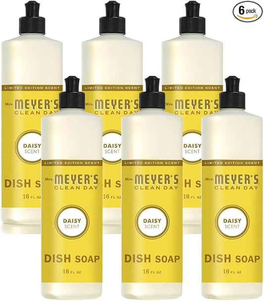 MRS. MEYER'S CLEAN DAY Liquid Dish Soap Daisy, 16 Fl Oz (Pack of 6)