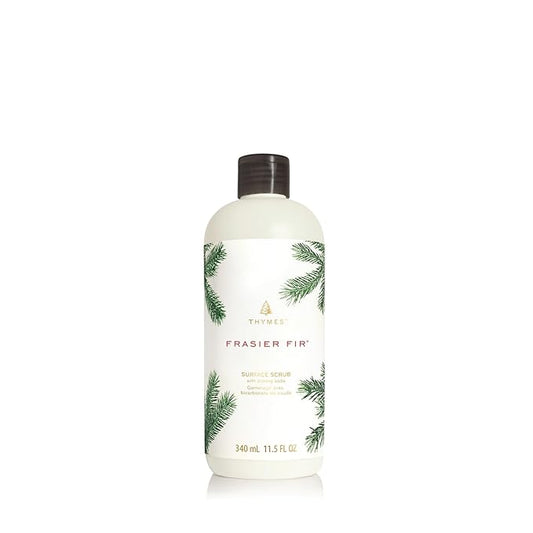 Thymes Soft Surface Scrub - Frasier Fir - Multipurpose Surface Cleaner - - Pine Scented Stain Remover with Baking Soda, Fennel & Parsley Extracts - Gentle Yet Effective Household Cleaner - 11.5 Fl Oz