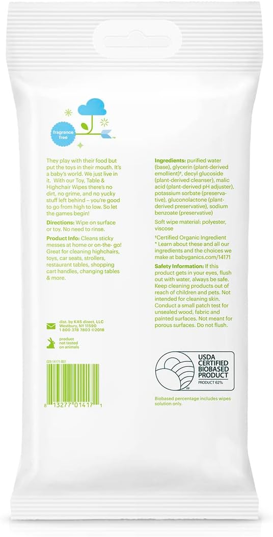 Babyganics Toy and Table Wipes, 25 ct, Quick & Convenient