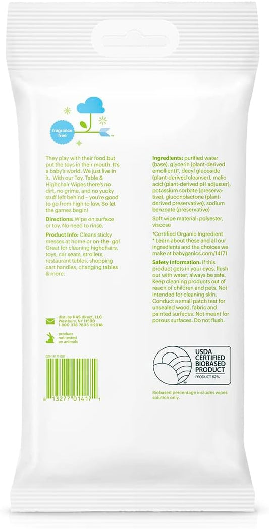 Babyganics Toy and Table Wipes, 25 ct, Quick & Convenient