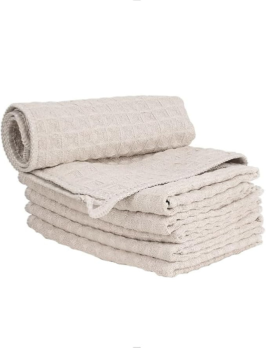 watchget Barista Micro Cloth 6 Pack, Microfiber Barista Cleaning Towels Microfiber Waffle Weave Kitchen Dish Cloth Coffee Bar Towel Coffee Machine Cleaning Cloth, Khaki(12"x12")