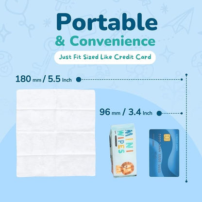 Mini Wet Wipes - Alcohol & Fragrance Free, Safe for Babies & Kids - 24 Bags Total 192 Wipes (Sky Lion)
